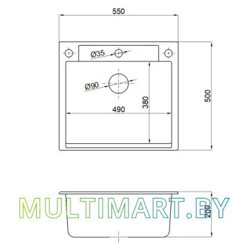 Кухонная мойка AV Engineering Unit AVE550500GRA (серый) картинка 5